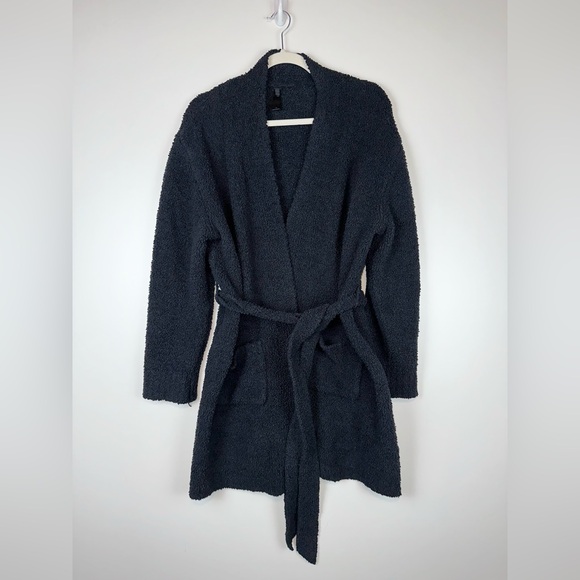 Skims Cozy Knit Short Robe In Onyx Black L/XL - Picture 6 of 10
